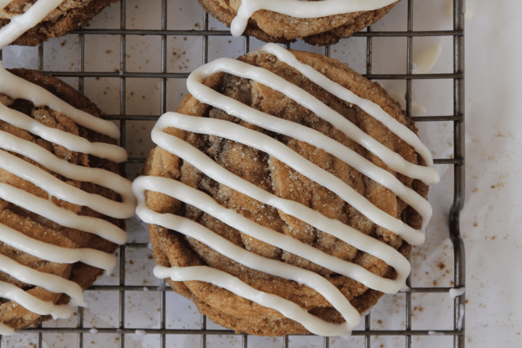 A freshly made Ruthie Pie cookie cooling on wire wrack